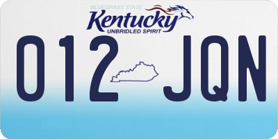 KY license plate 012JQN