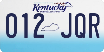 KY license plate 012JQR