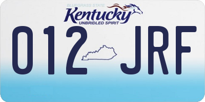 KY license plate 012JRF