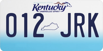 KY license plate 012JRK