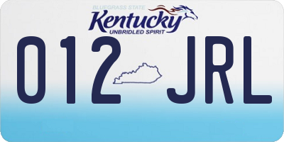 KY license plate 012JRL