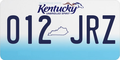 KY license plate 012JRZ
