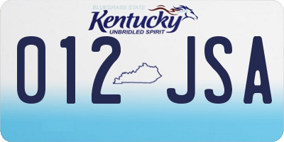 KY license plate 012JSA