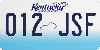 KY license plate 012JSF