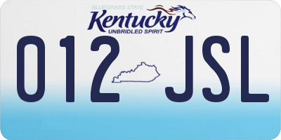 KY license plate 012JSL