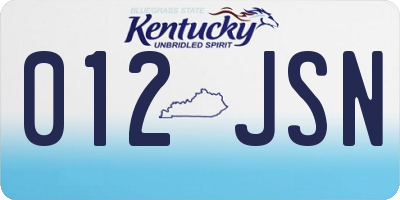 KY license plate 012JSN