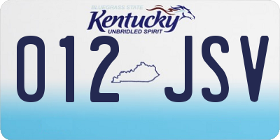 KY license plate 012JSV
