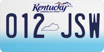 KY license plate 012JSW