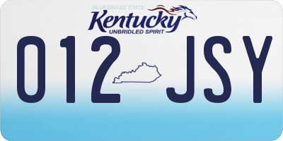 KY license plate 012JSY