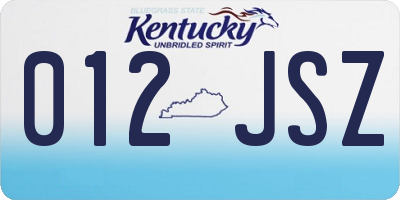KY license plate 012JSZ