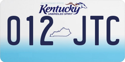 KY license plate 012JTC
