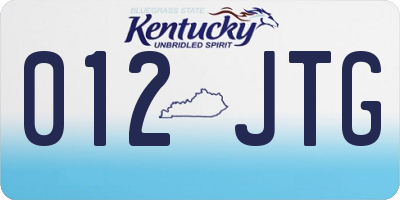 KY license plate 012JTG