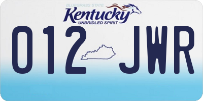 KY license plate 012JWR