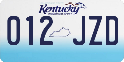 KY license plate 012JZD
