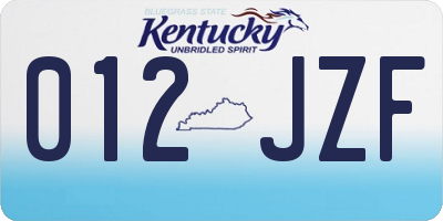 KY license plate 012JZF