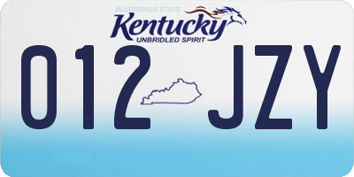 KY license plate 012JZY