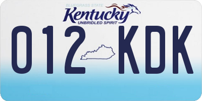KY license plate 012KDK