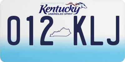 KY license plate 012KLJ