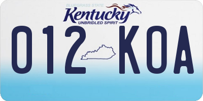 KY license plate 012KOA