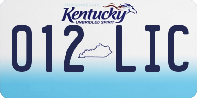 KY license plate 012LIC