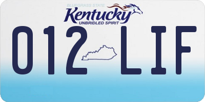 KY license plate 012LIF