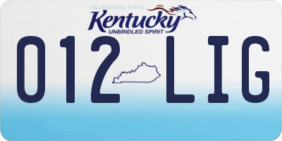 KY license plate 012LIG