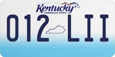 KY license plate 012LII