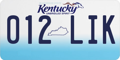KY license plate 012LIK