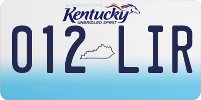 KY license plate 012LIR