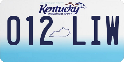 KY license plate 012LIW