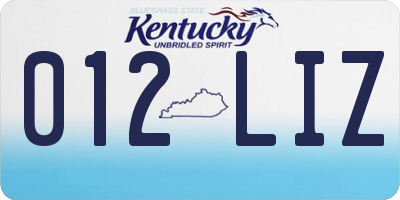 KY license plate 012LIZ