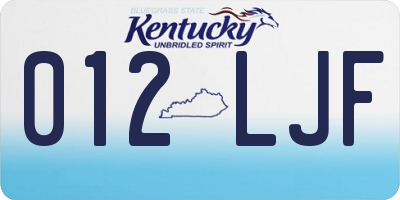 KY license plate 012LJF