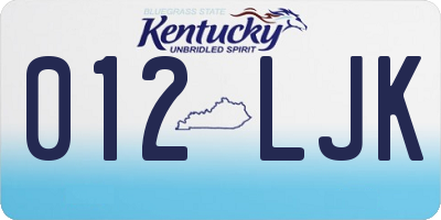 KY license plate 012LJK