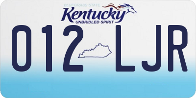 KY license plate 012LJR