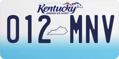 KY license plate 012MNV