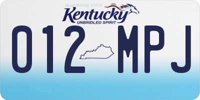 KY license plate 012MPJ