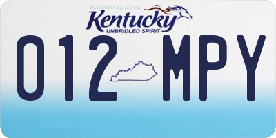 KY license plate 012MPY