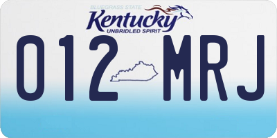KY license plate 012MRJ