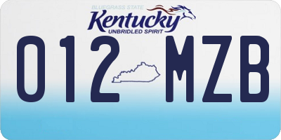 KY license plate 012MZB