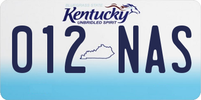 KY license plate 012NAS