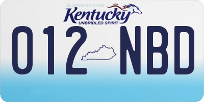 KY license plate 012NBD