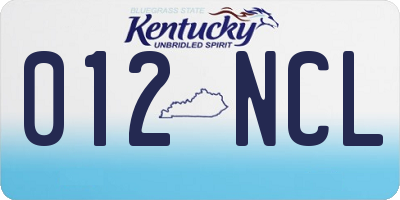 KY license plate 012NCL
