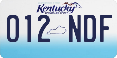 KY license plate 012NDF
