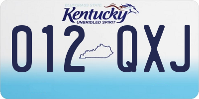 KY license plate 012QXJ