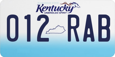 KY license plate 012RAB