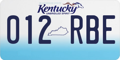 KY license plate 012RBE