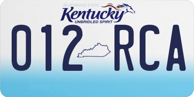 KY license plate 012RCA