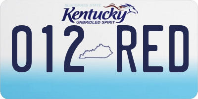 KY license plate 012RED