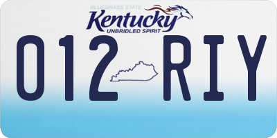 KY license plate 012RIY