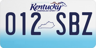 KY license plate 012SBZ